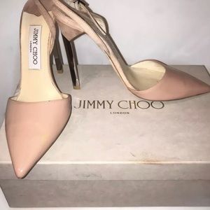 Jimmy Choo Rose Pink Patent Leather and Sued pump.